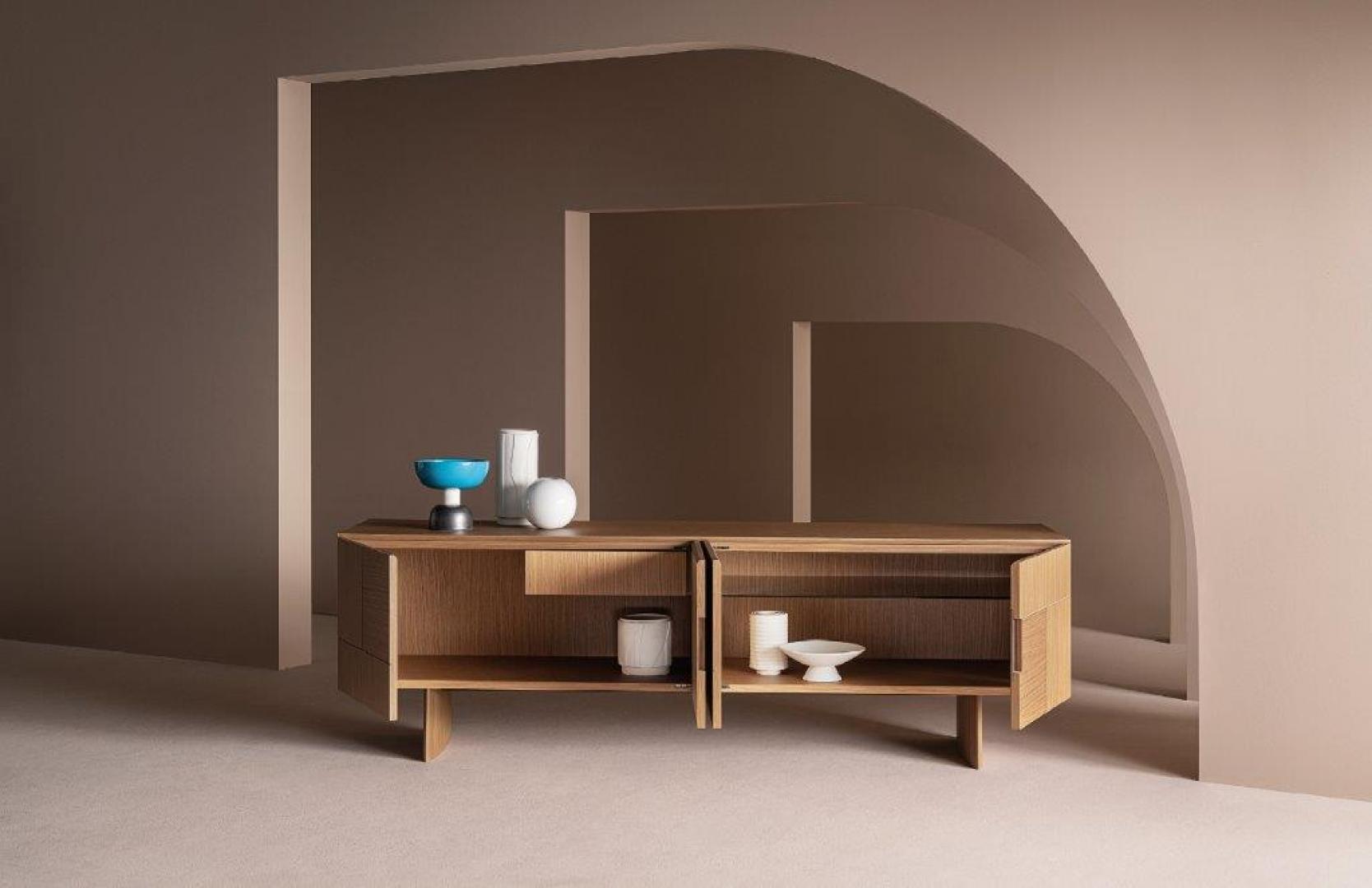 Casamilano Arne Sideboard: Stylish wooden cabinet with clean lines, open shelving, and concealed storage for modern living rooms