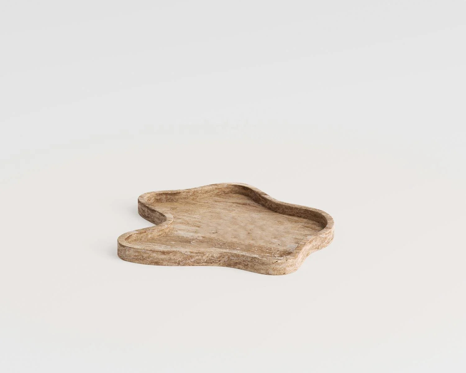Brown wavy stone decor tray on white background