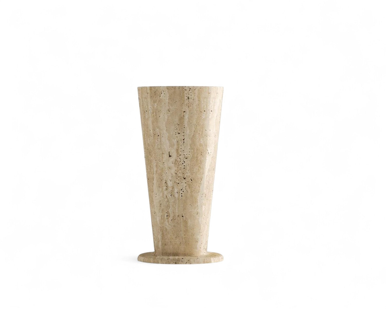 Travertine stone tapered vase decor with round base