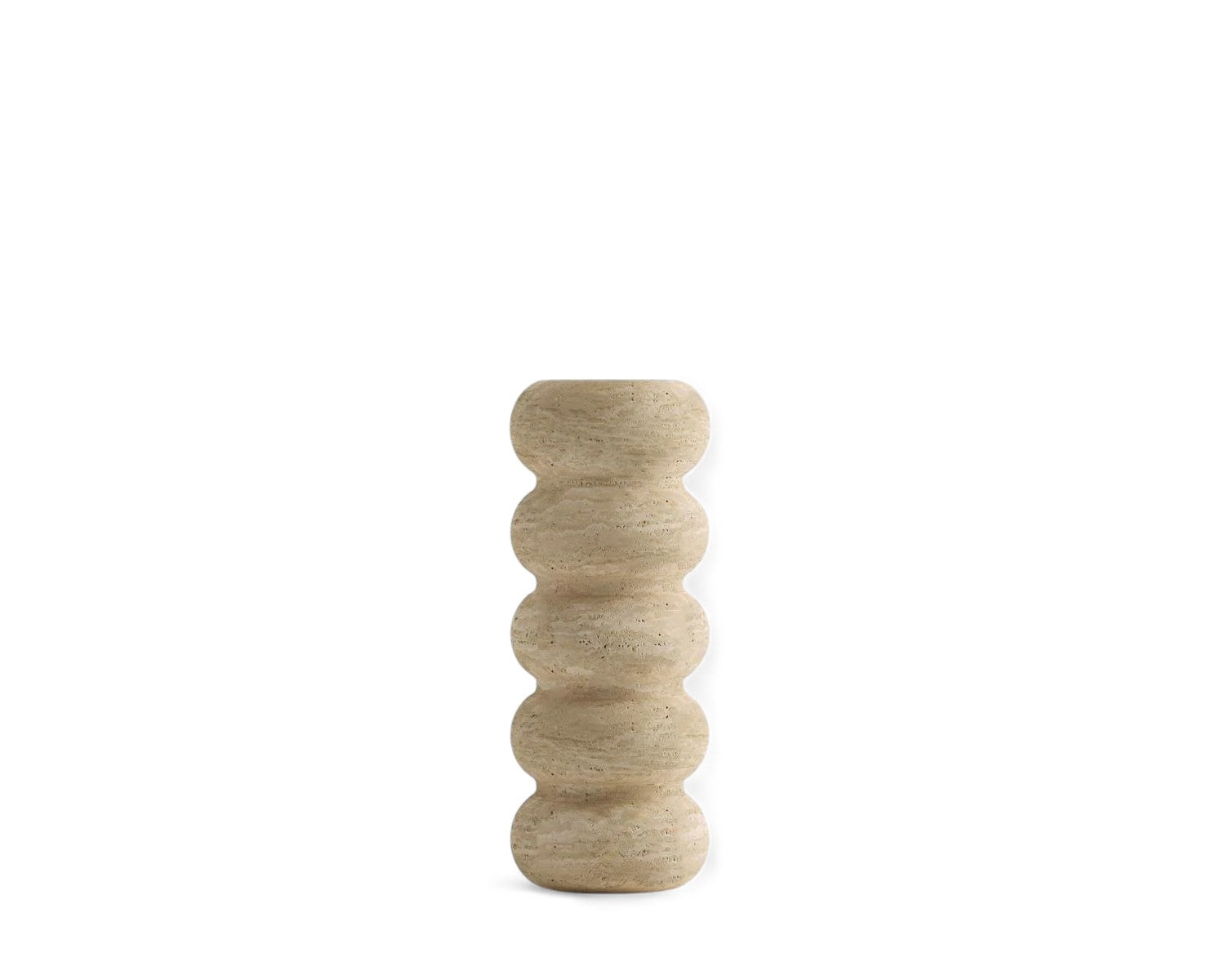 Studio shot of beige travertine bobble vase decor product