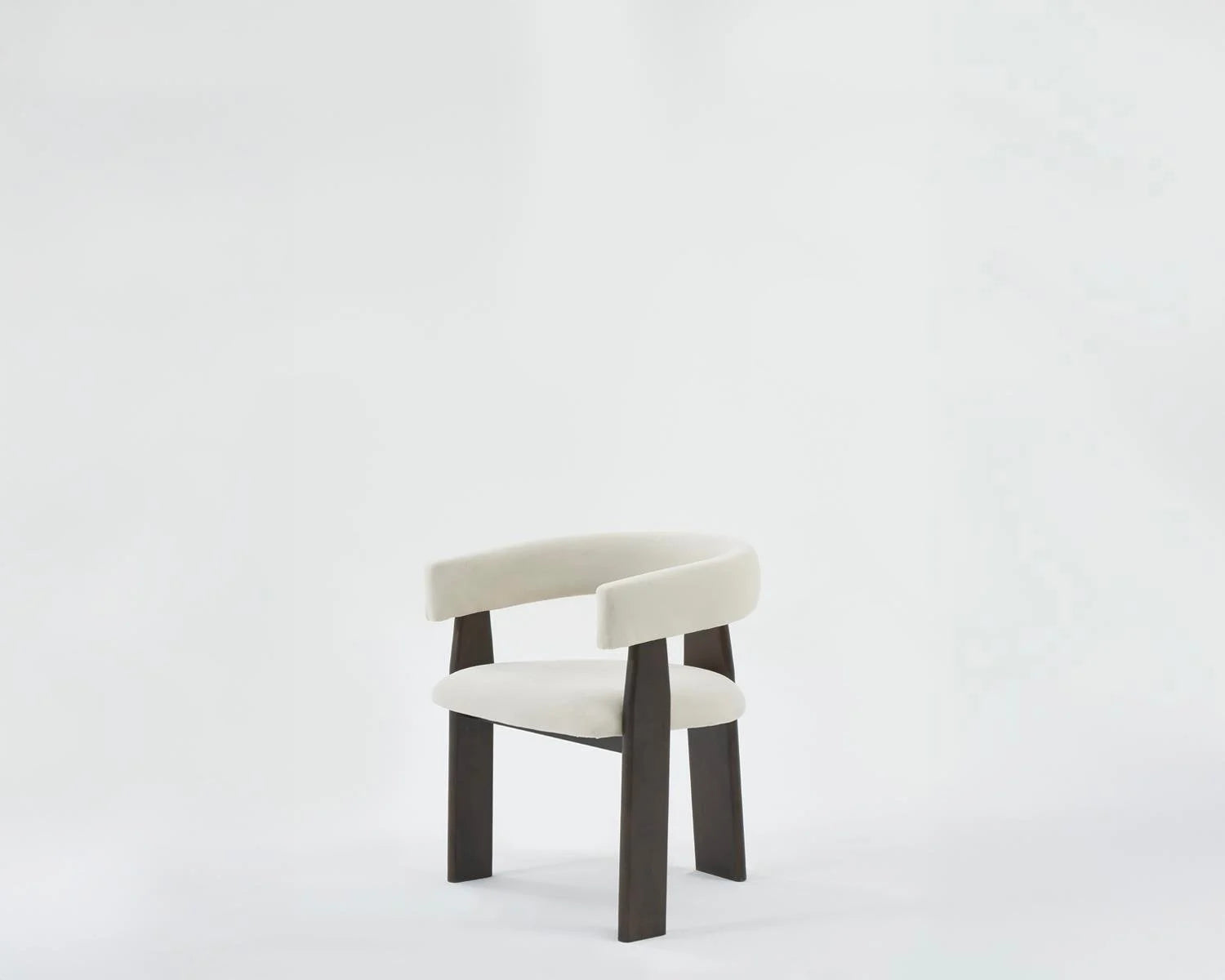Chair with white cushioned seat and backrest on a light gray background