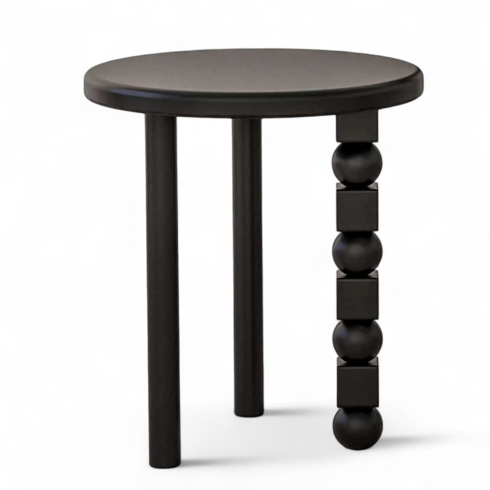 Chestnut wood Abacus table with black lacquer finish.