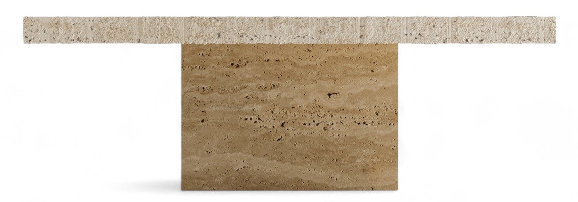 Travertine stone coffee table with rectangular top and base