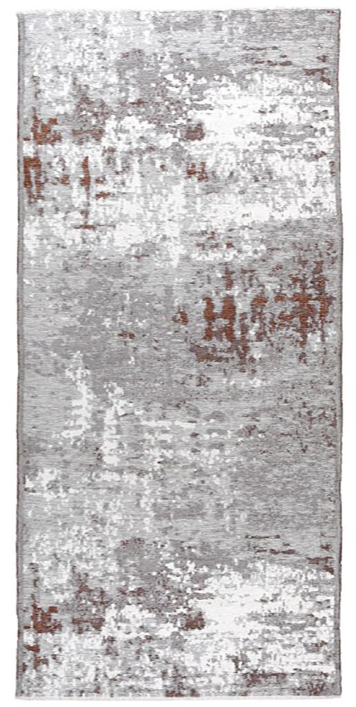 long rectangular rug gray white brown abstract pattern