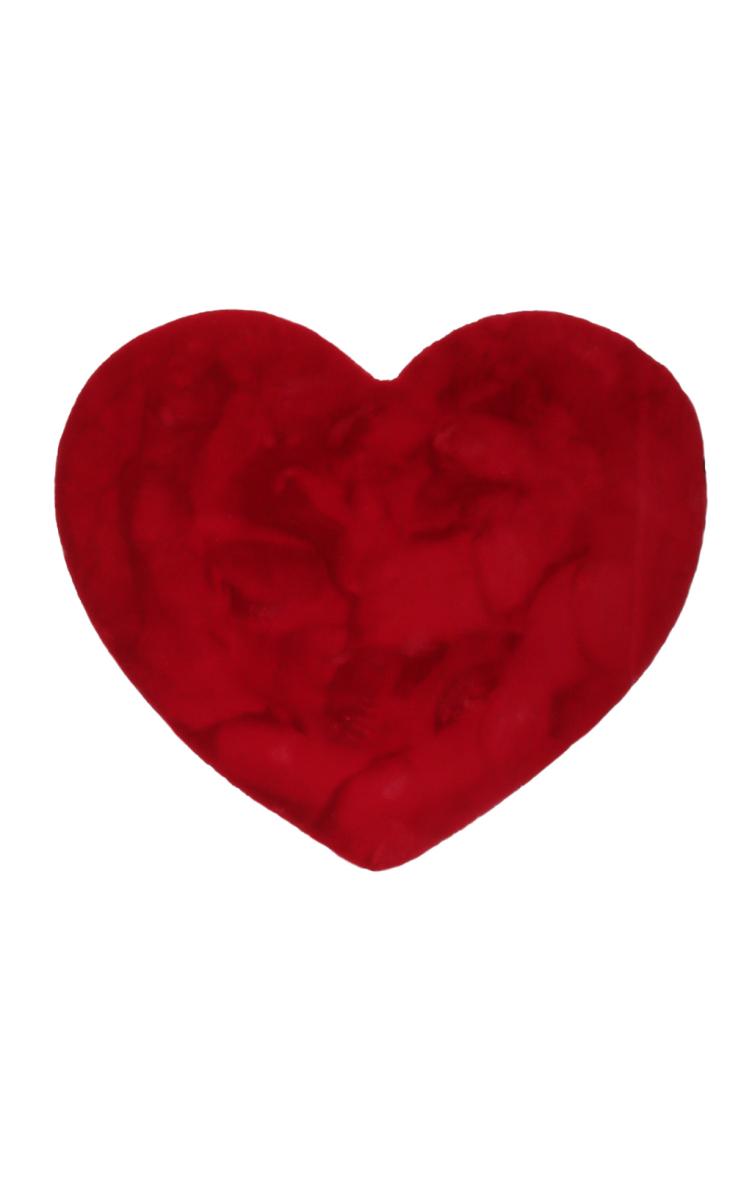 Red heart shaped rug on white background