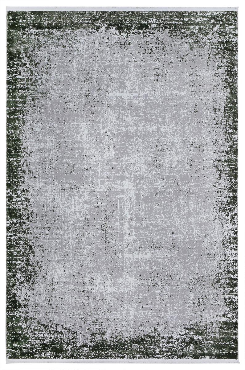 Gray and dark green distressed area rug with abstract pattern