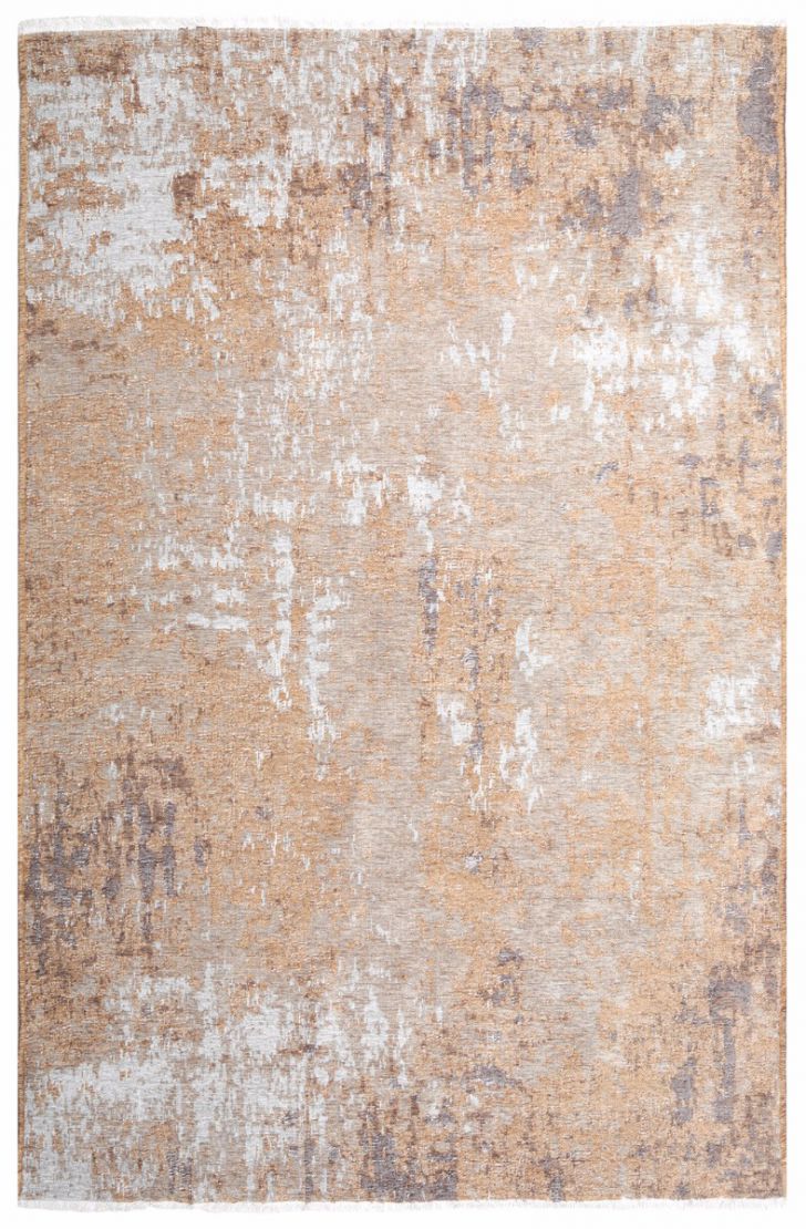 Abstract patterned area rug with brown, gray, and beige colors