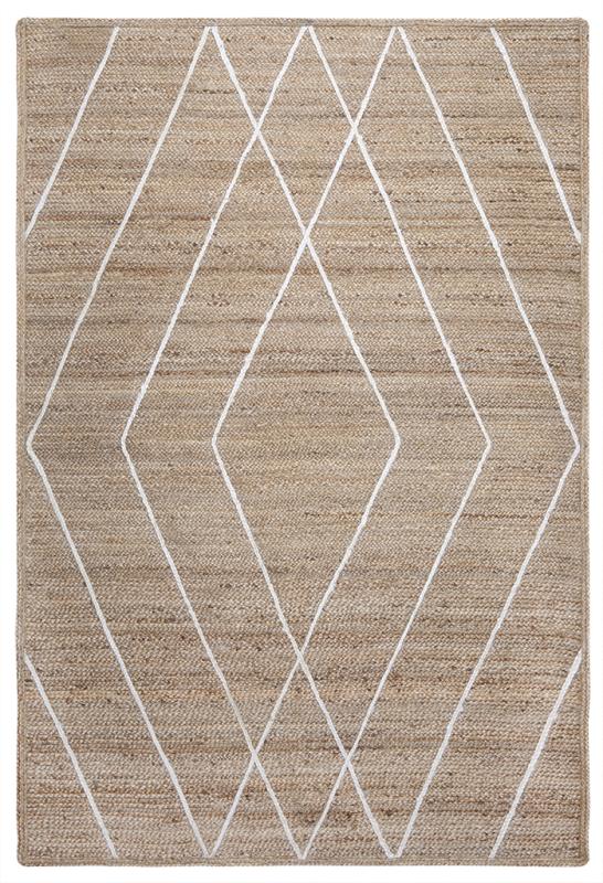 Jute rug with white diamond pattern