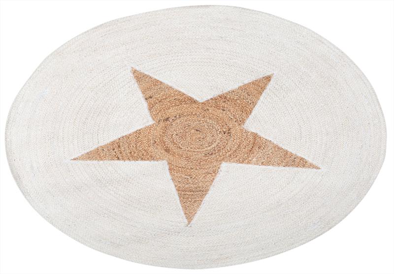 White and brown circular jute rug with star pattern