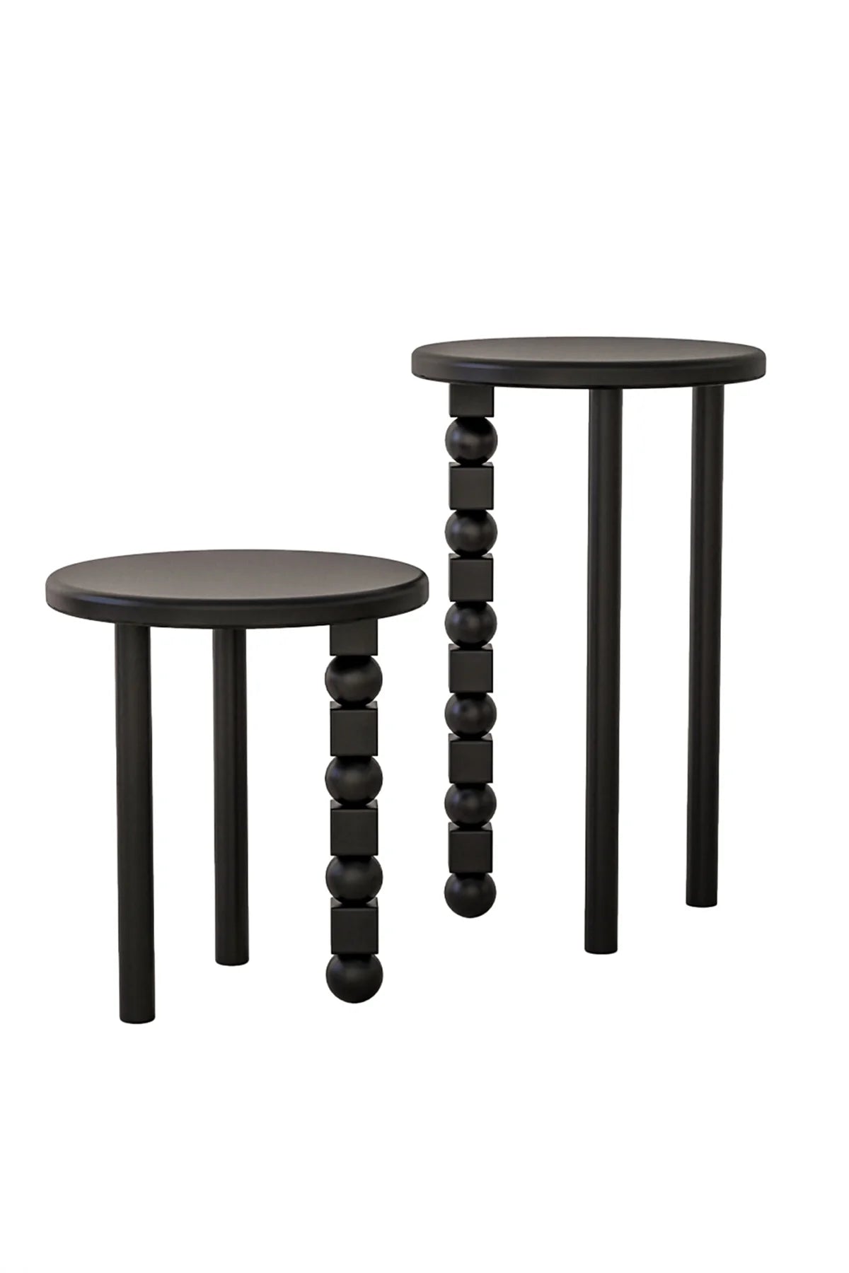 Abacus side table in chestnut wood veneer with matte black lacquer finish.