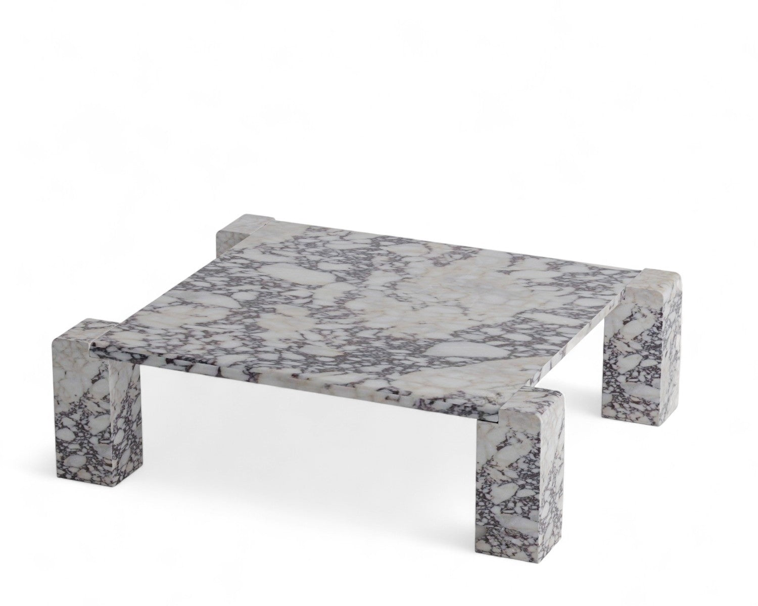 Square marble coffee table with blue and white veining