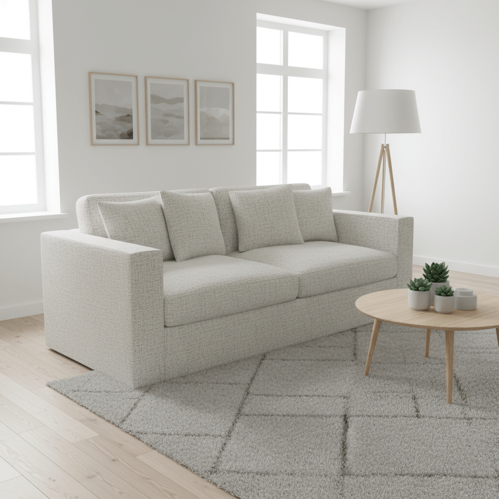 Harvard 2-seater sofa in light beige fabric, front view