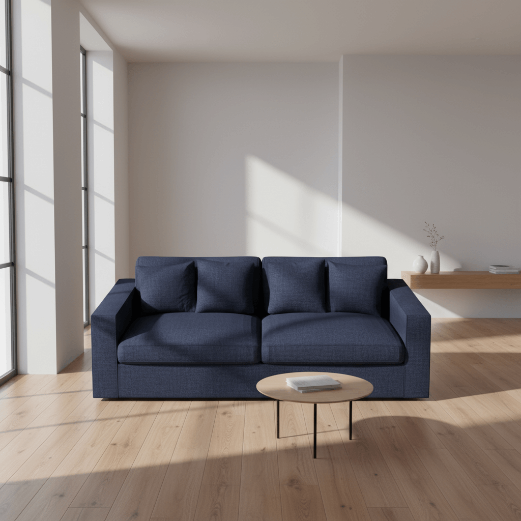 Harvard 3-seater sofa in navy blue fabric, front view