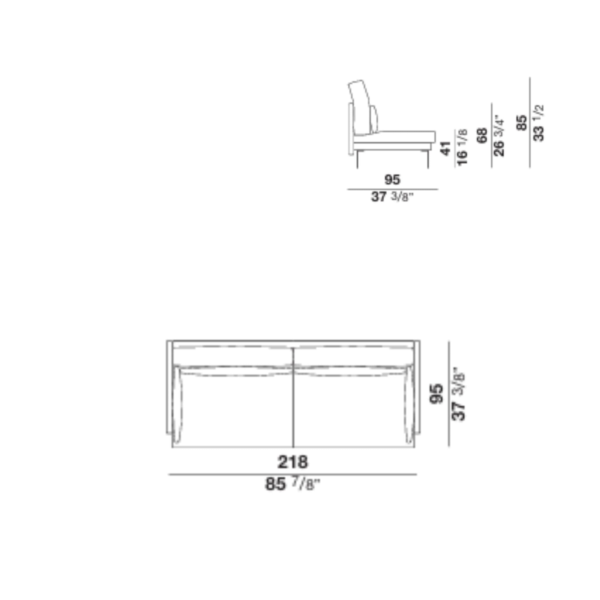 Sofa furniture line drawing with dimensions and measurements