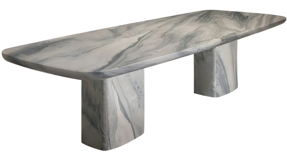 Marble-patterned table on a white background