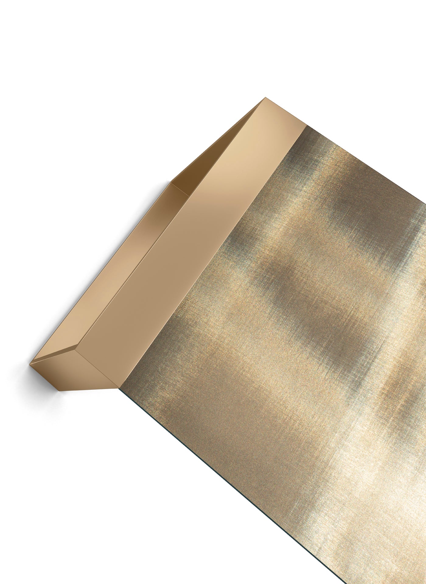 Close up of gold metallic wall decor with textured surface