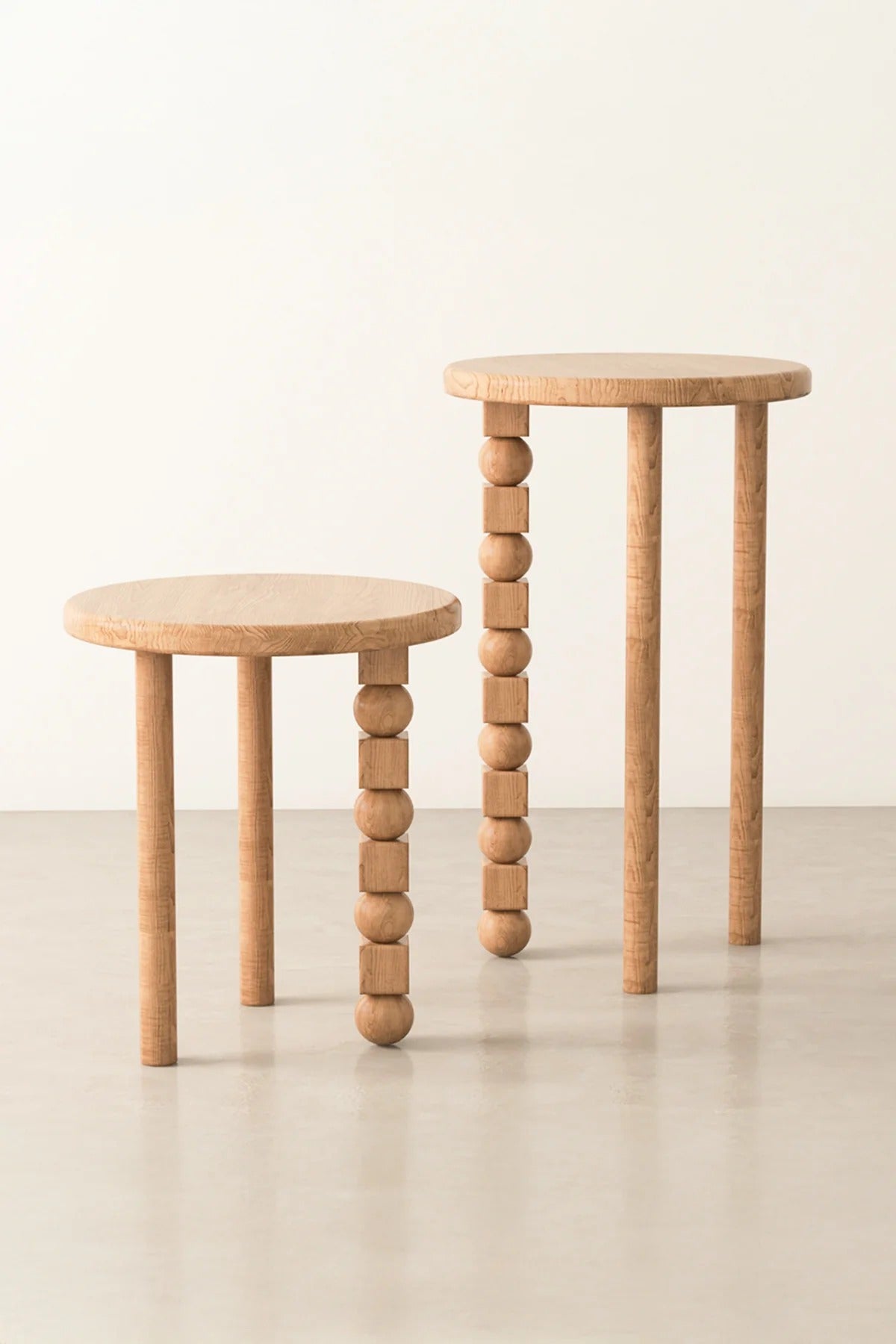Abacus side table in chestnut wood veneer with light walnut finish.