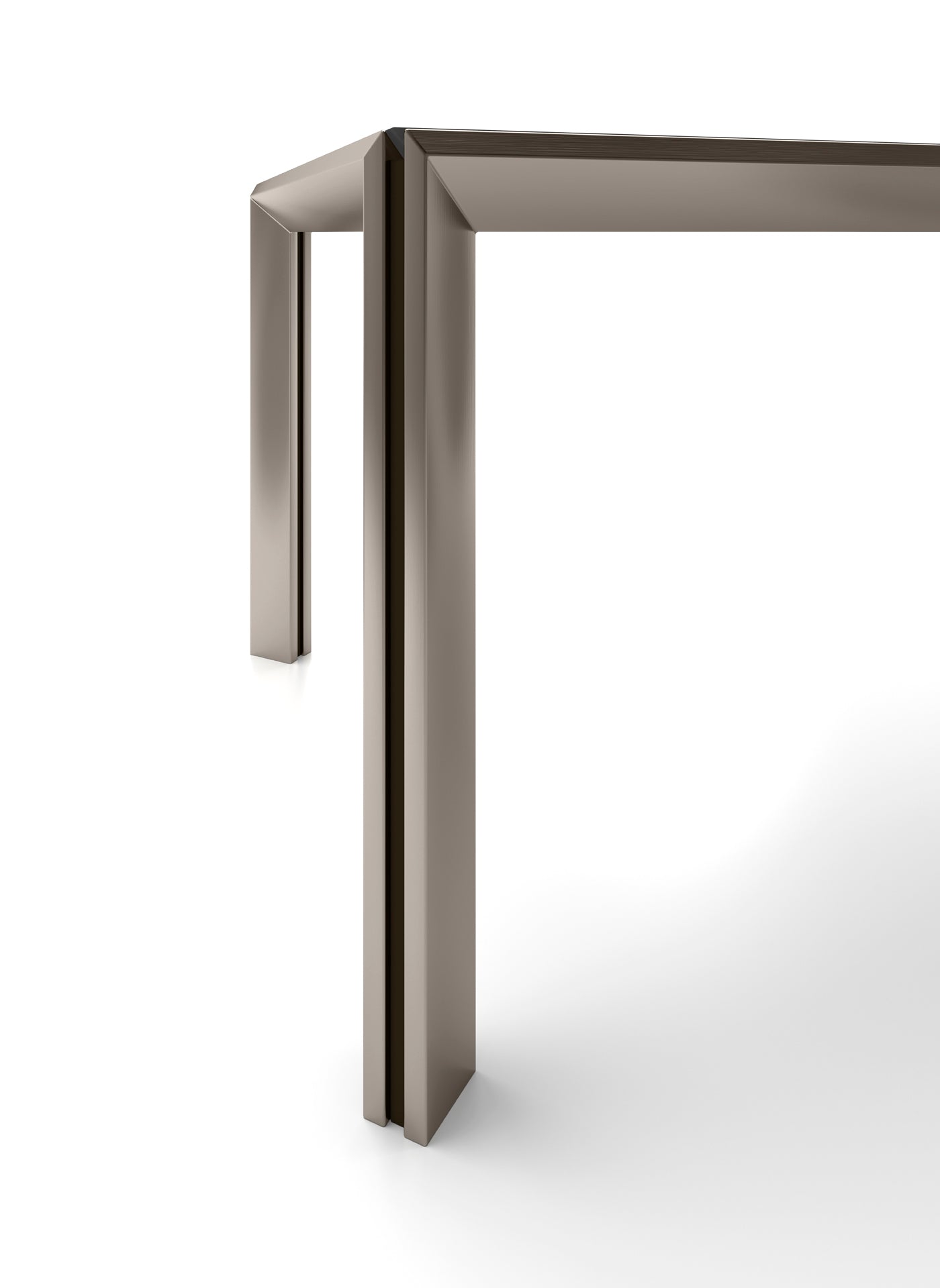 Close up view of bronze metal table leg structure