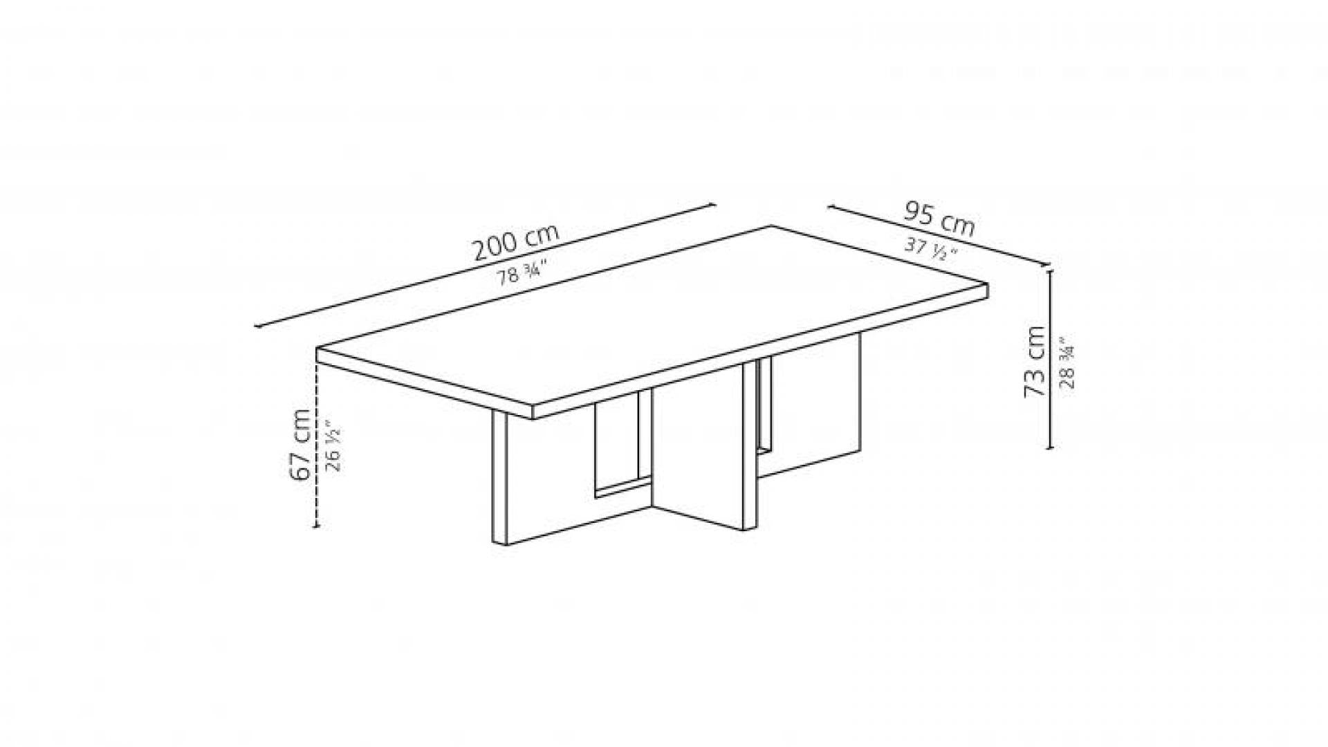 Dining table dimensions diagram showing length width height measurements.
