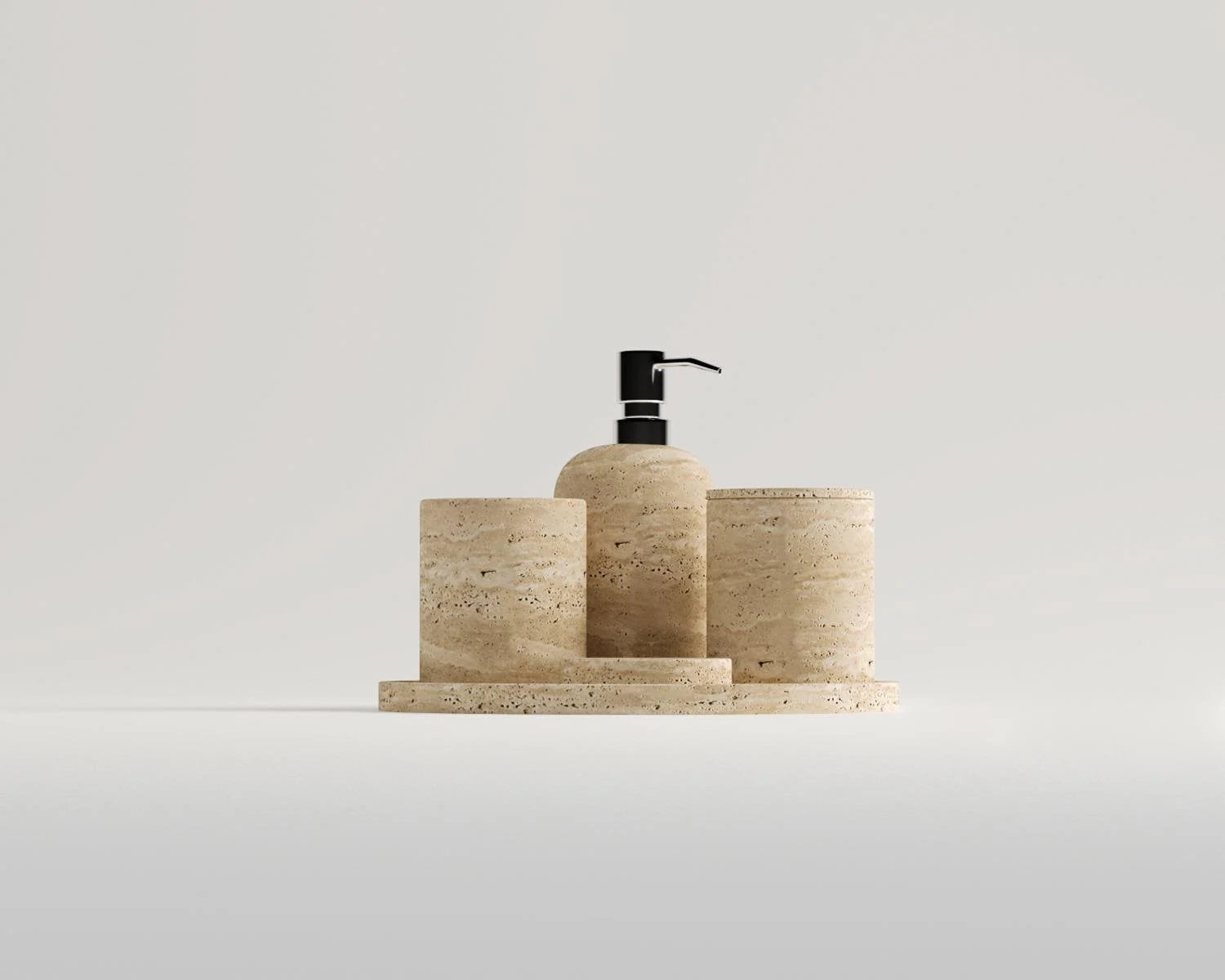 bathroom accessories set travertine stone soap dispenser tray tumbler
