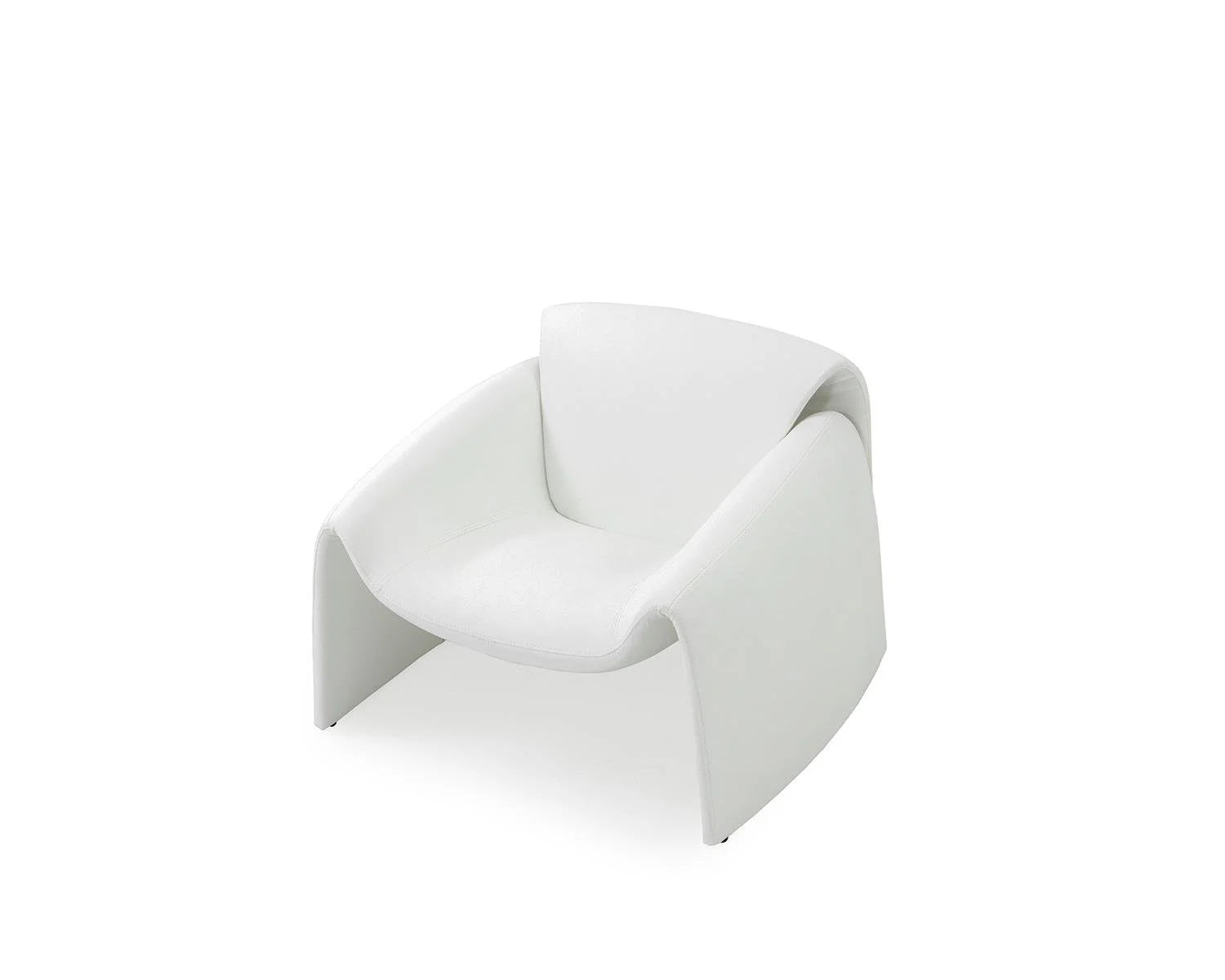 White curved upholstered armchair furniture product shot studio view