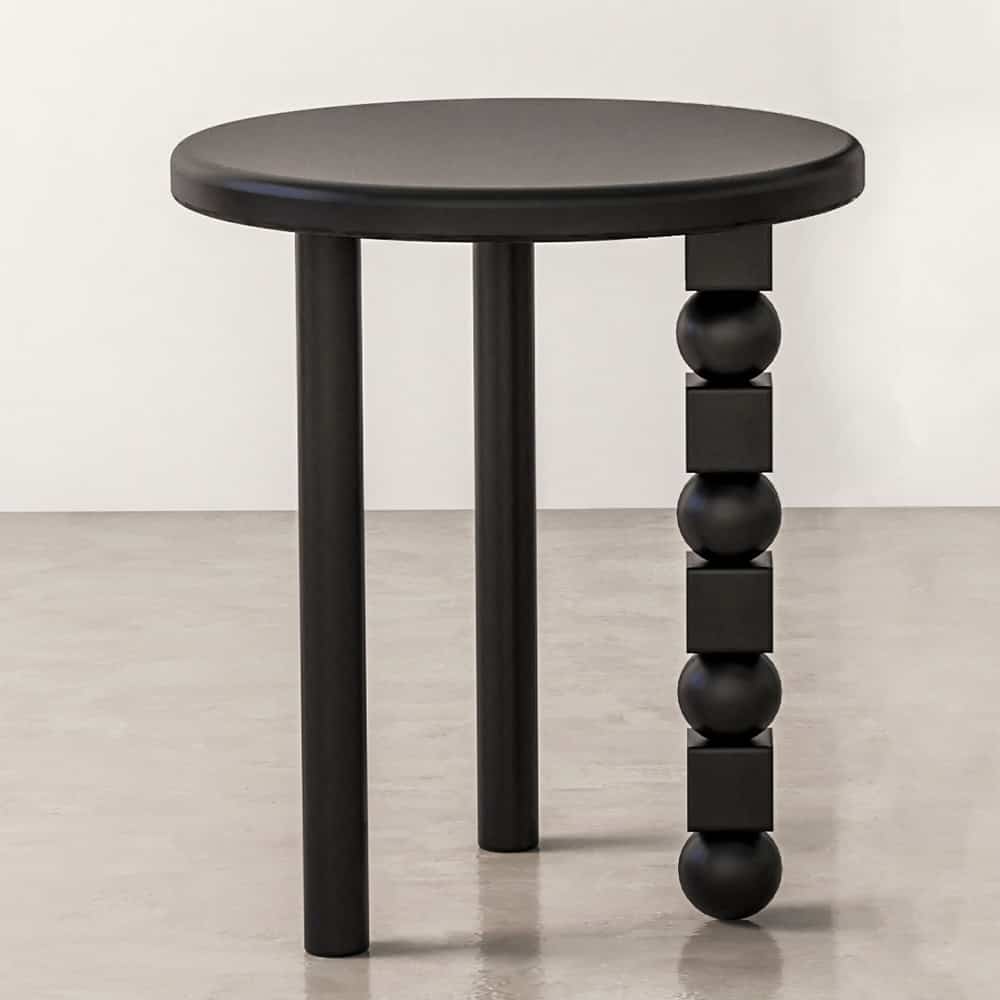 Chestnut wood Abacus table with black lacquer finish.