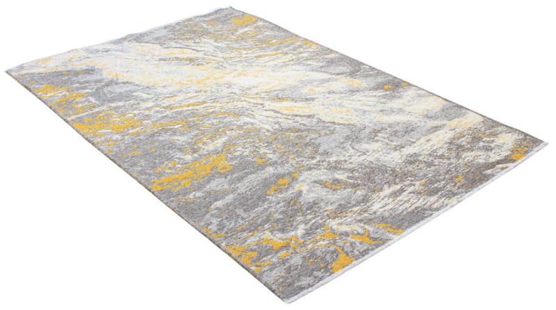 Abstract gray yellow white area rug floor covering