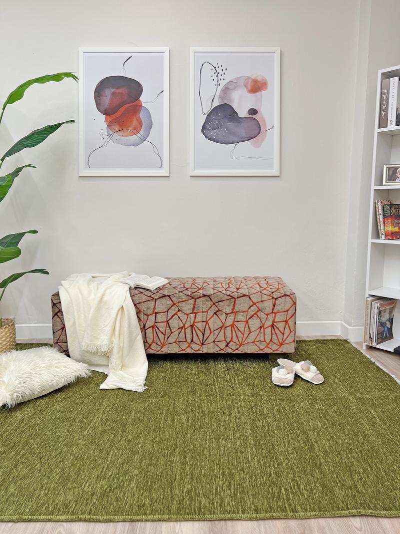 Front view of Moretti Plain Rug featuring a minimalist and subtle beige design, ideal for modern home decor.