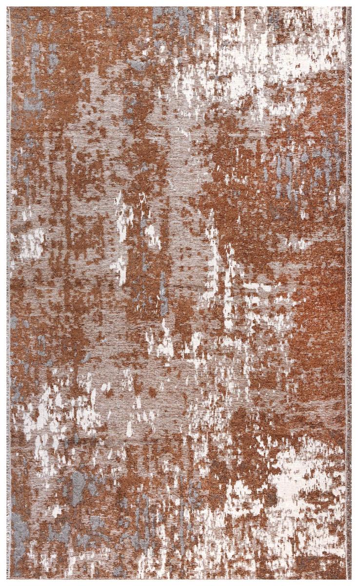 Brown, gray, white abstract patterned area rug textile product