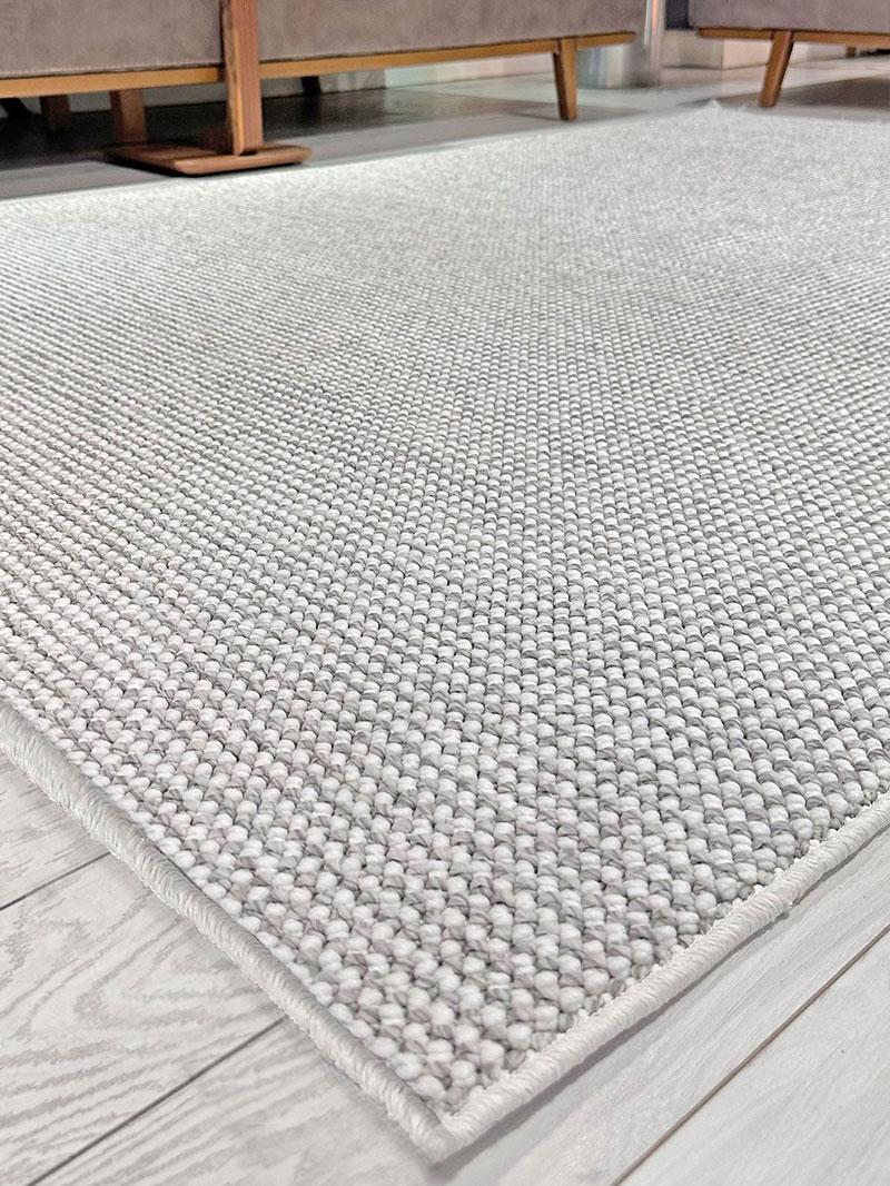 Front view of Nairobi Rug in soft gray, offering a neutral design suitable for any room decor.