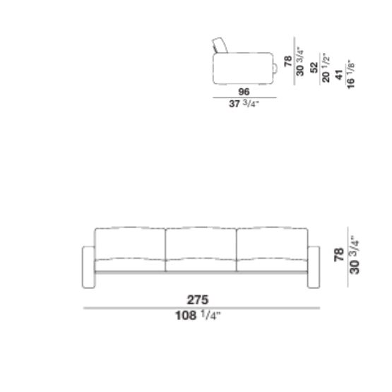 Sofa and sectional component dimension diagram drawing