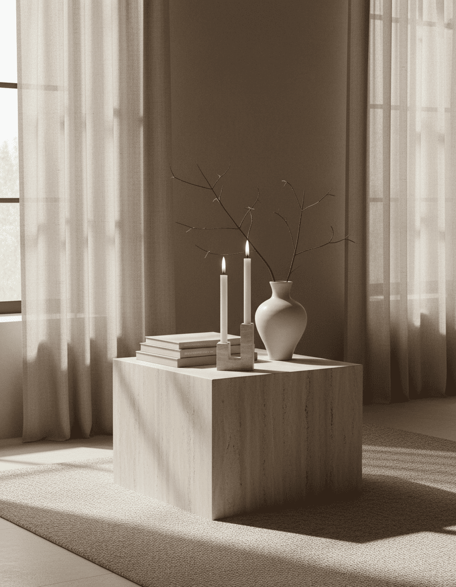 Travertine Candle Holder