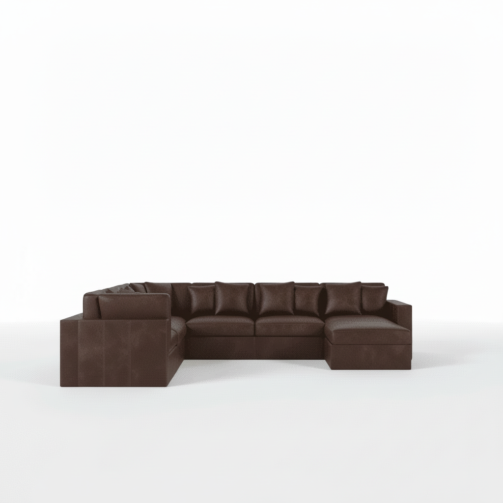 Brown sectional sofa on a white background