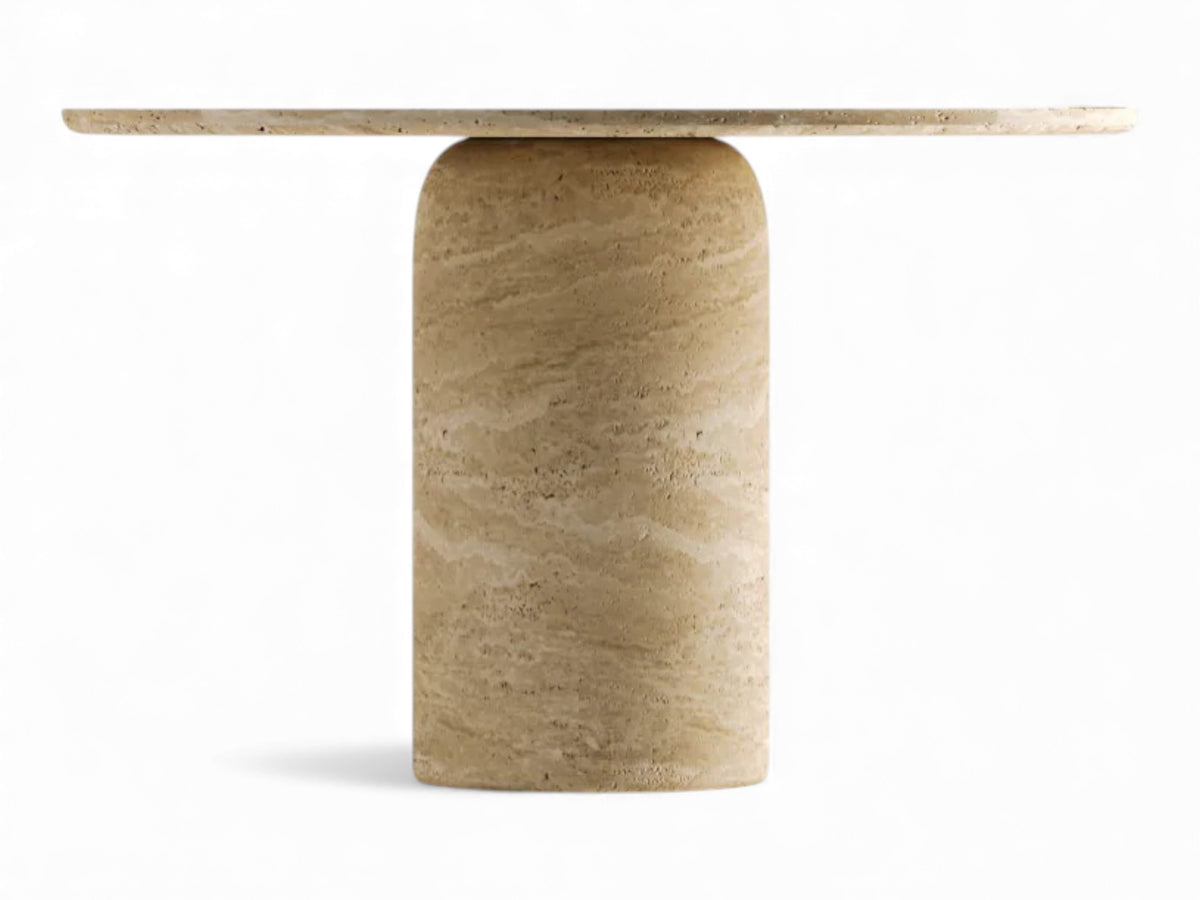 Hyperion Single Bullet Leg Travertine Dining Table – Sleek and Modern ...