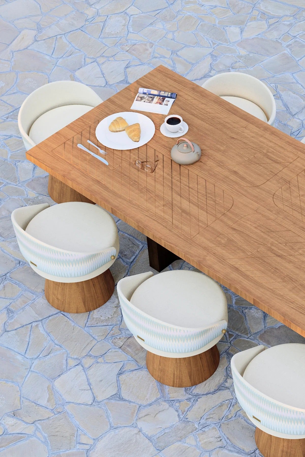 Curved upholstered Avila Dining Chair with chestnut wood pedestal base, contemporary dining furniture by Luzione.